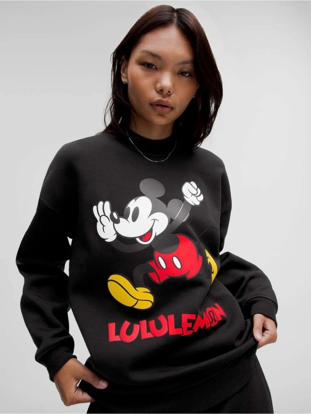 Disney × Lululemon Mickey Mouse Oversized Pullover Sweatshirt - Black / Size XL